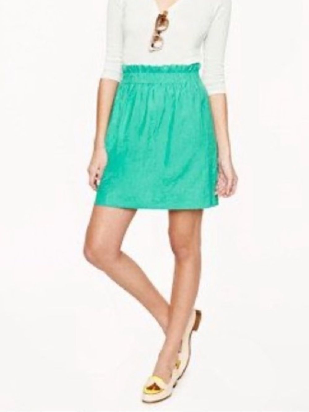 J. Crew Factory Kelly Green Elastic Paperbag Waist Mini City Skirt sz 4